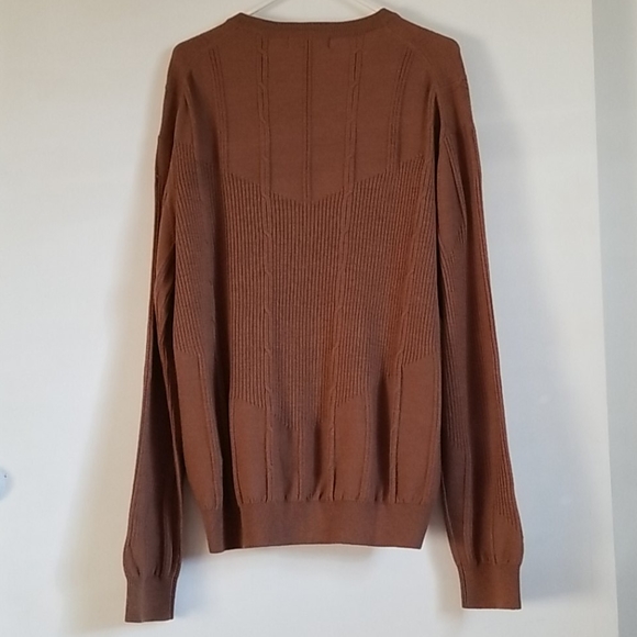 Bugatchi V-Neck Brown Merino Wool Sweater - Picture 4 of 6